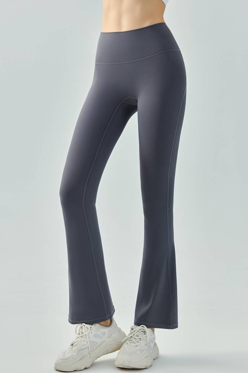 Women's Athletic High-Waisted Slim Fit Solid Flared Pants