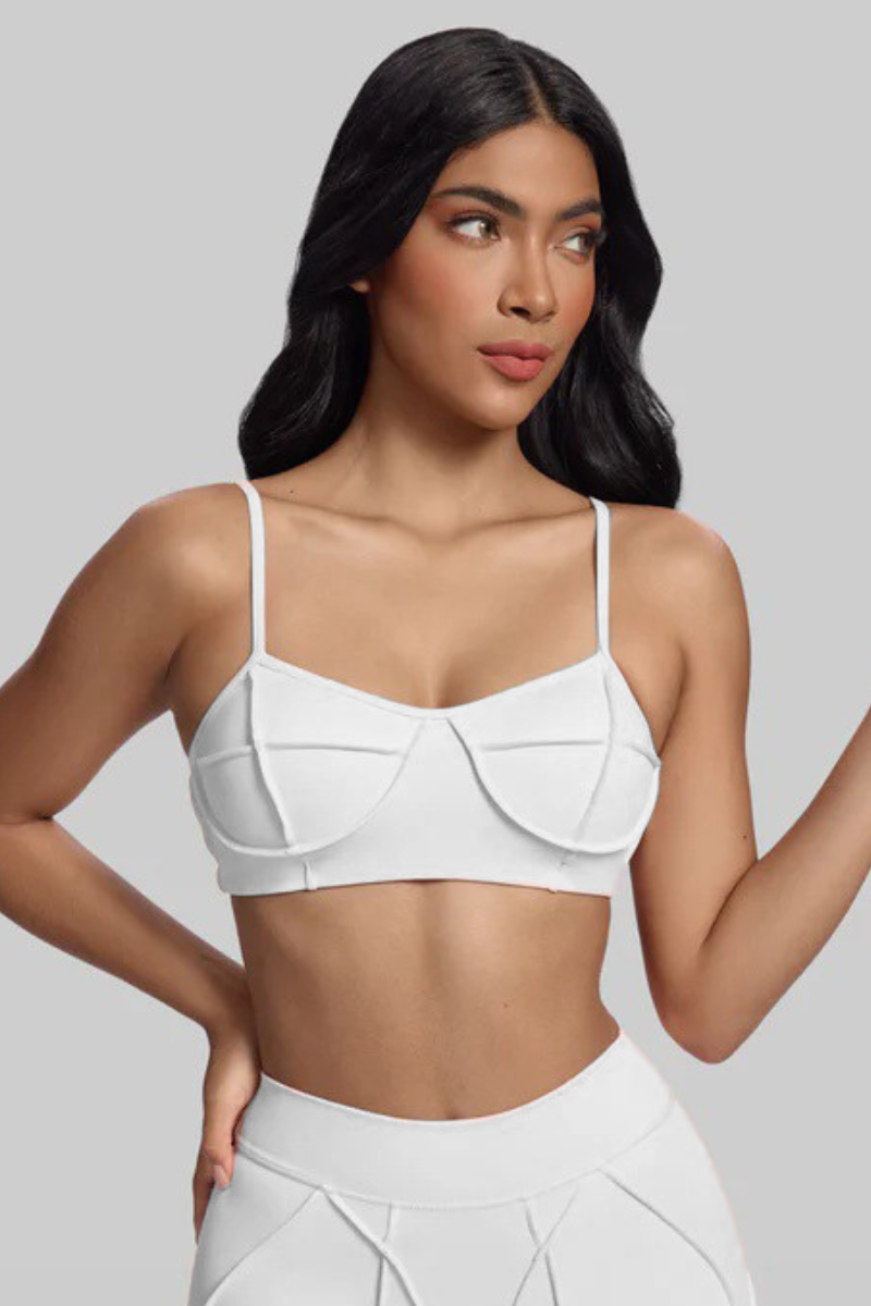 Women's Adjustable Strap Padded Seam Detail Sports Yoga Bra