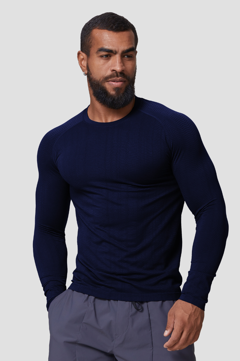Men's Athletic Seamless Jacquard Long Sleeve T-shirt