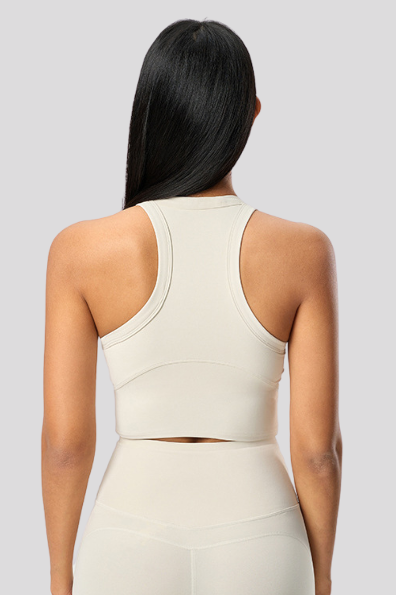 Women Racerback Round Neck Solid Sports Bra