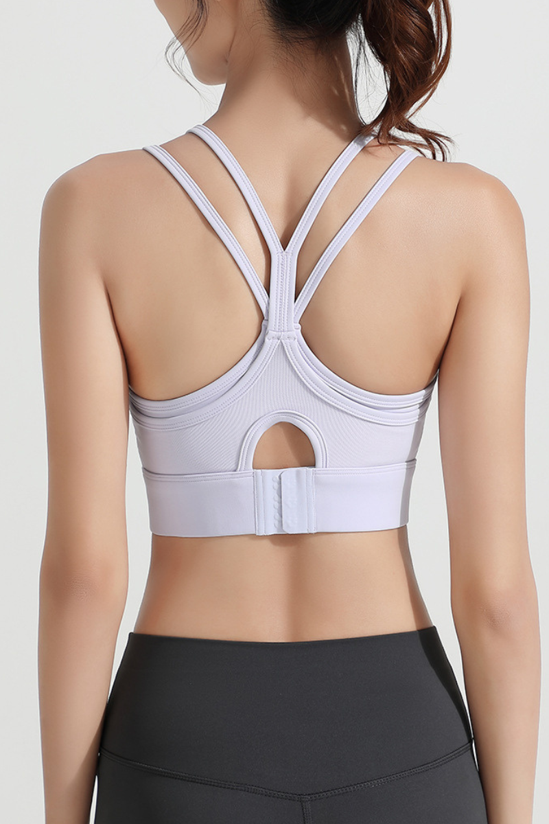 Women's Fake Two-Piece Antibacterial Naked Feel Sports Bra