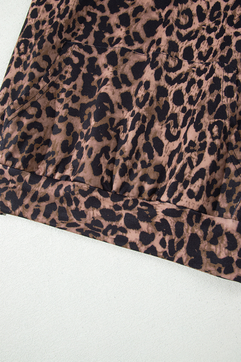 Women's Fall Leopard Print Sets:Side Stripe Hoodie And Pants