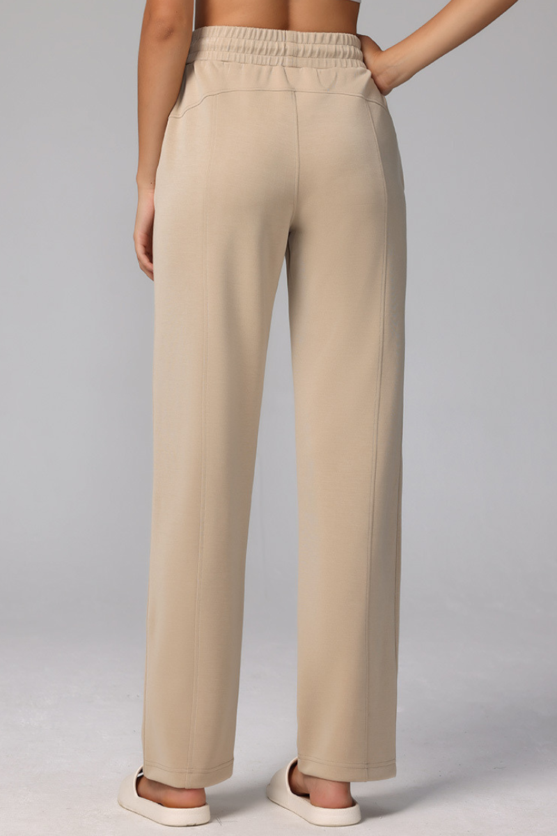 Women's Modal Air Layer Solid Sports Straight-Leg Pants