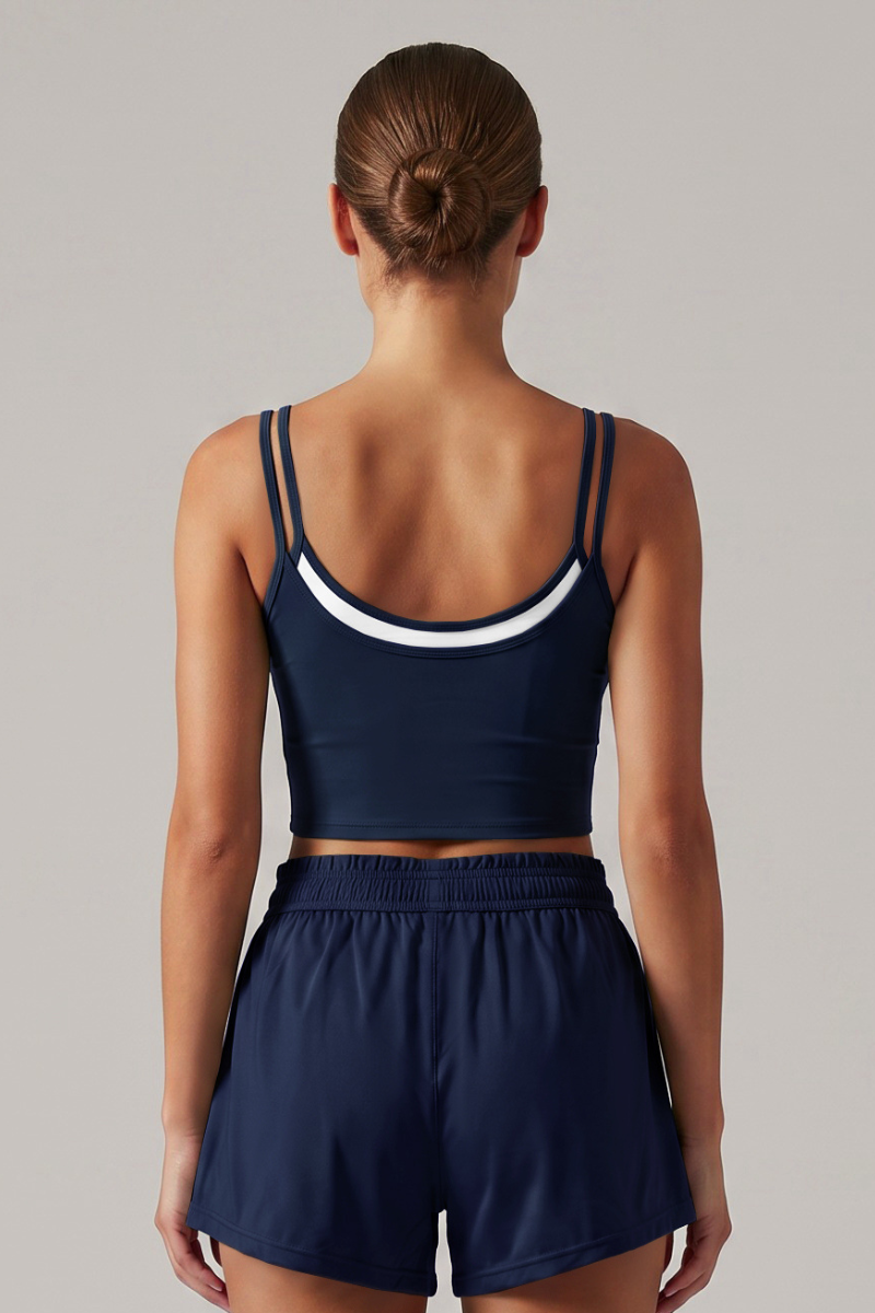 Women's Double-Strap Straps Faux Two-Piece Sports Tank Top