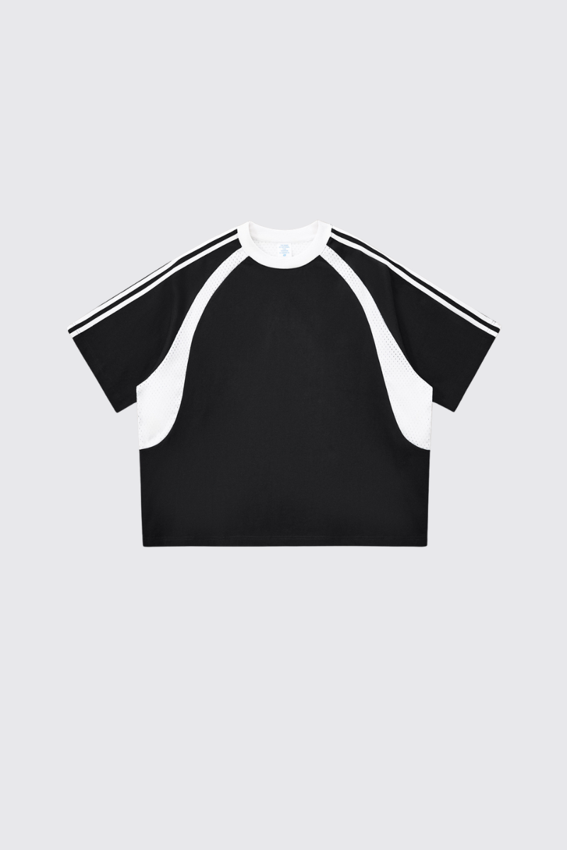 Women's 260g Cotton Mesh Stripe Patch Tee
