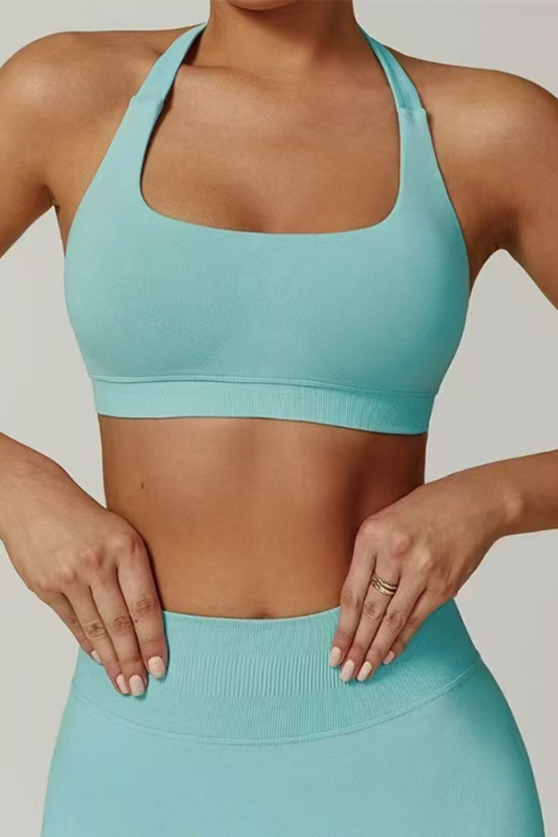 Women's Athletic Halter U-neck Backless Bra