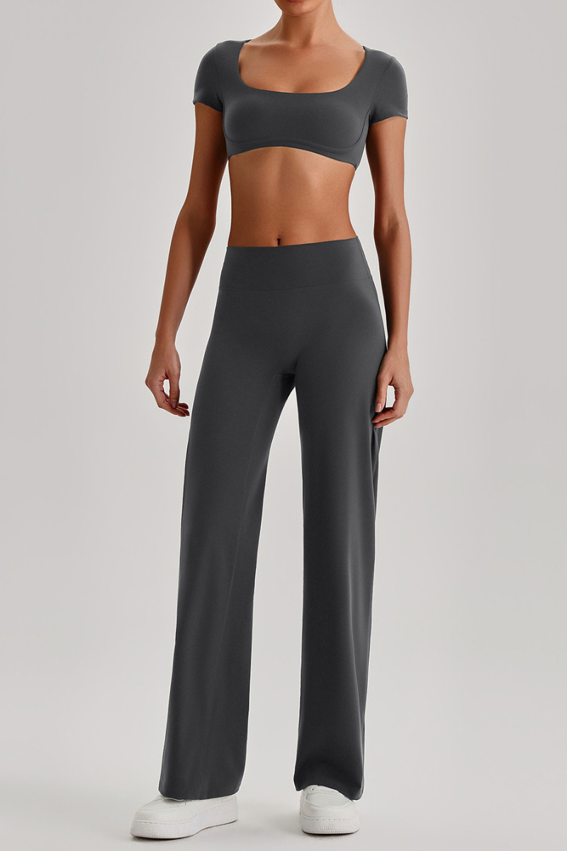 Women's  Quick Dry T-shirt & No Front Seam Yoga Pants Set