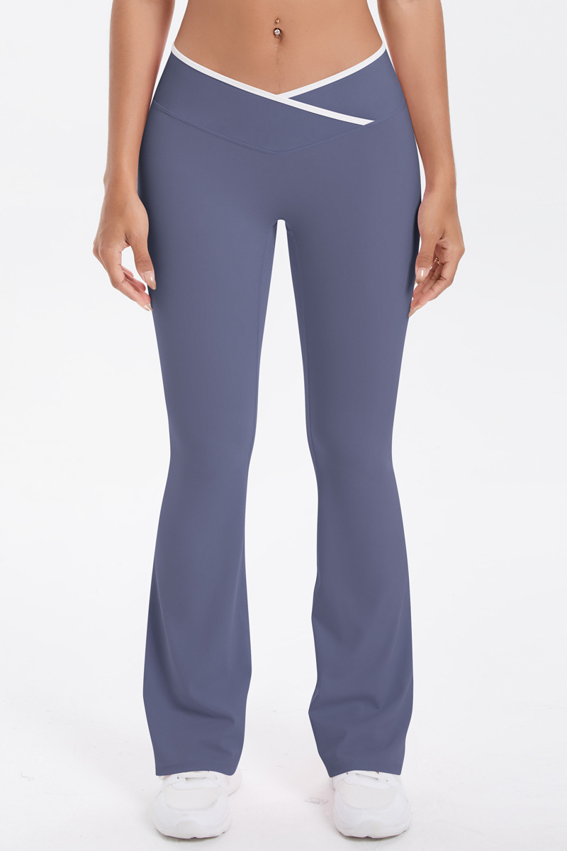 Women's Athletic Cross Waist Color Block Flare Pants