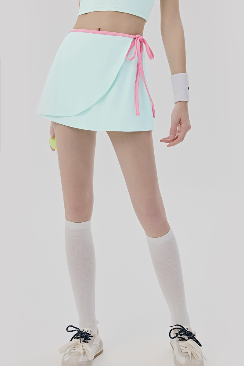 Women's Color-block Tie-waist Anti-exposure Sports Skirt