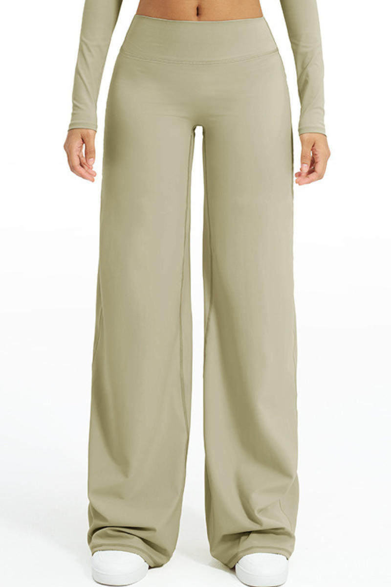 Women's Brushed Wide Waistband Draped Wide Leg Pants