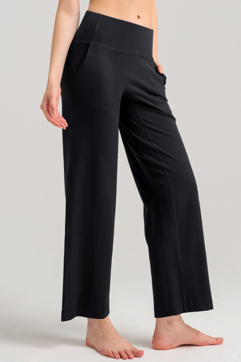 Women's Athletic Solid Quick-Dry Wide-Leg Yoga Pants