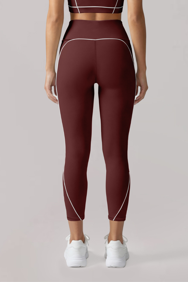 Women's Contrast-Line High-Waist Butt-Lifting Capri Leggings