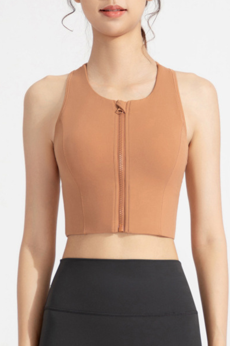 Women's Front Zipper High Impact Naked Feel Sports Bra
