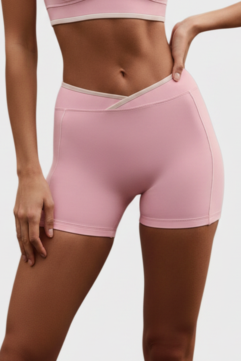 Women's Nude Mid-Waist Color Sports Shorts