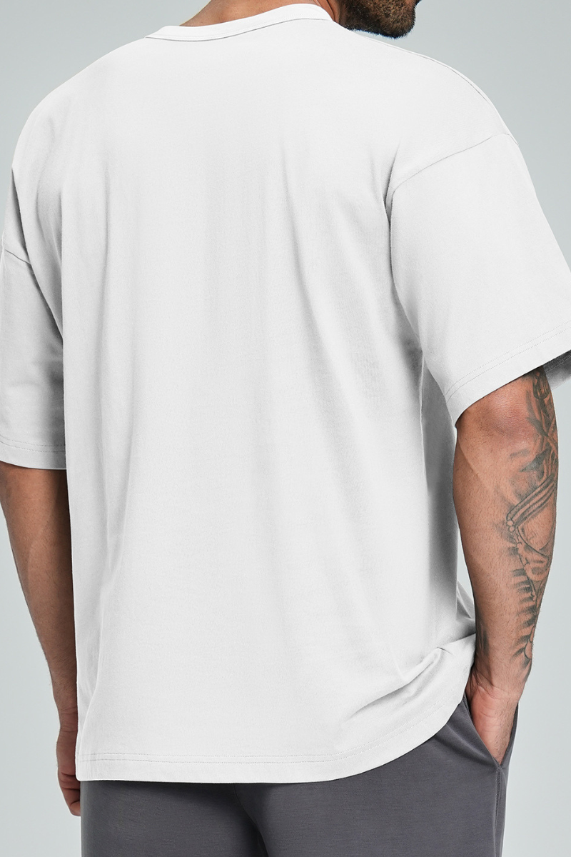 Men's Summer Organic Cotton Loose Crew Neck Solid T-Shirt