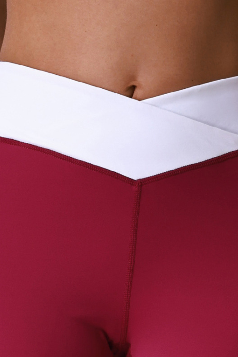 Women's Cross V-Waist Color-Block Sculpting Yoga Leggings