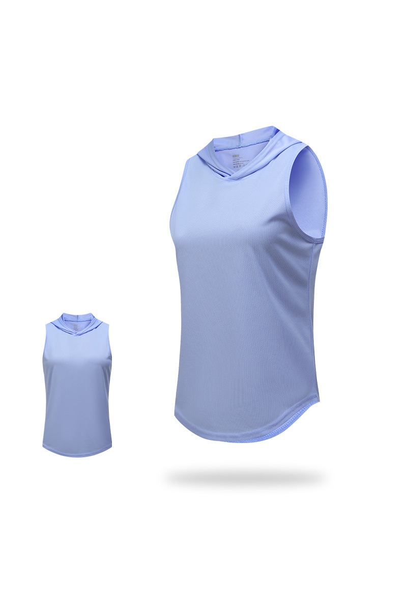 Women's Hooded Curved Hem Mesh Quick Dry Athletic Tank Top