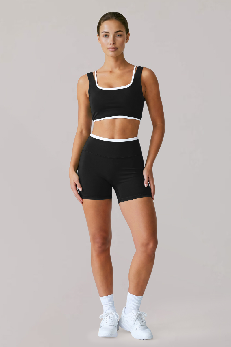 Women's Faux Two-Piece Bra And Shorts Sports Yoga Sets