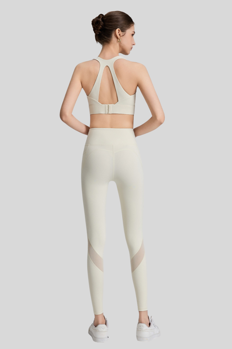 Women's Athletic Sets:U-neck Bra And Mesh-Panel Leggings