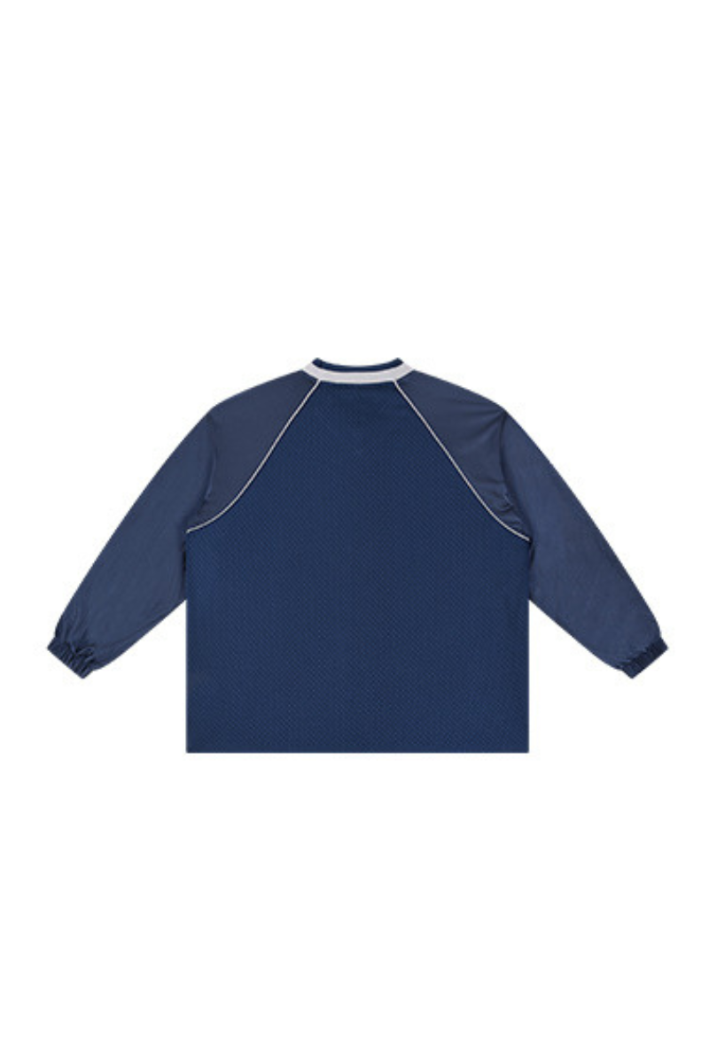 Unisex Mesh V-Neck Raglan Color Block Long Sleeve Jersey