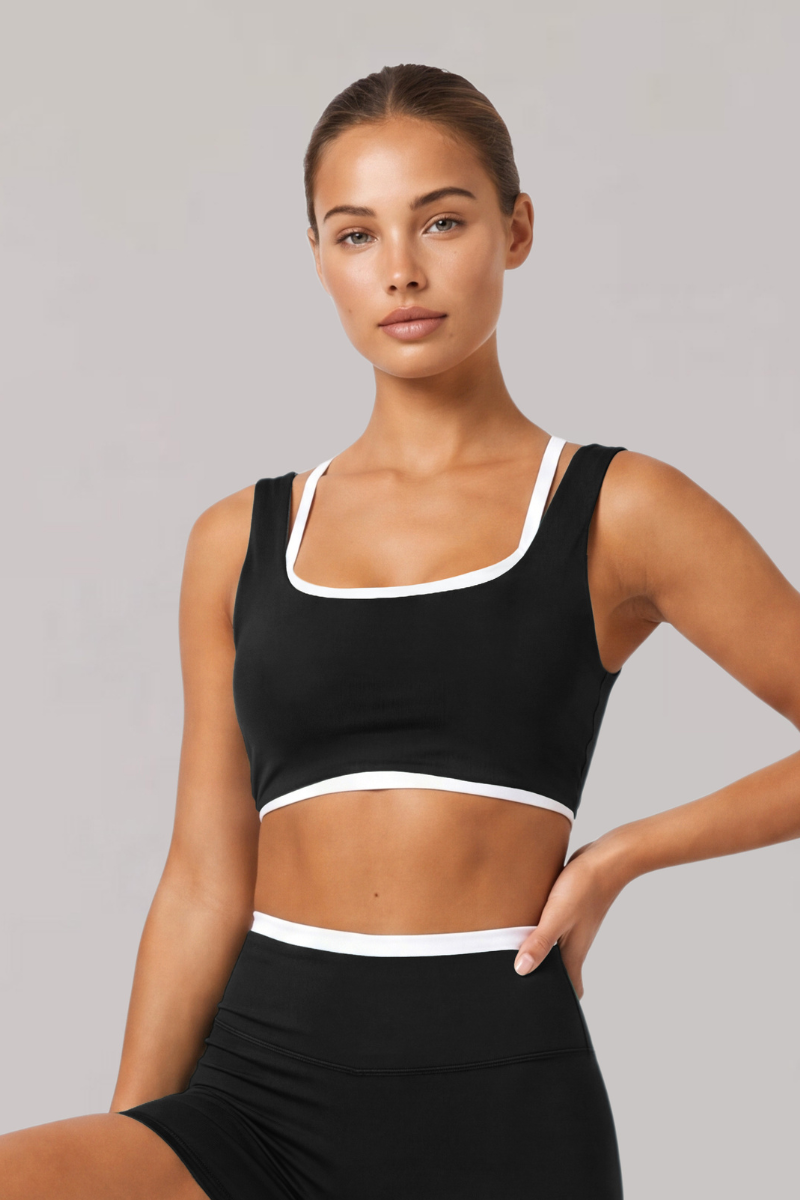Women's Color Block Wide Strap Sports Yoga Bra
