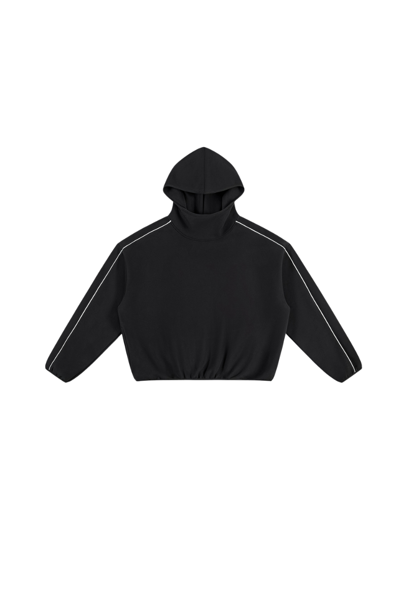 Unisex Fall Relaxed Contrast Color Stripe High Neck Hoodie