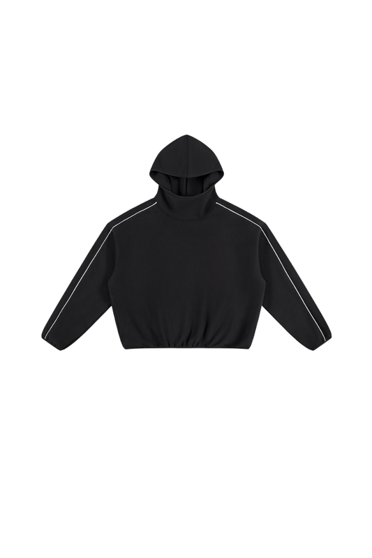 Unisex Fall Relaxed Contrast Color Stripe High Neck Hoodie