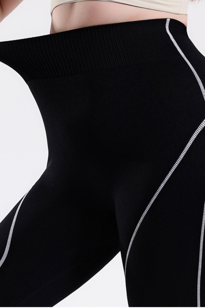 Plus Size Women's High-Waist Contrast Stripes Sport Leggings