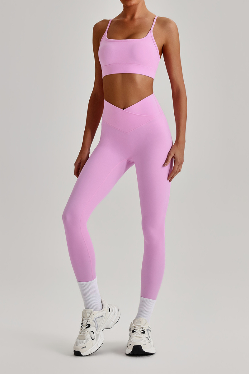 Women's  Crisscross Back Bra & V-Waist Yoga Leggings Set