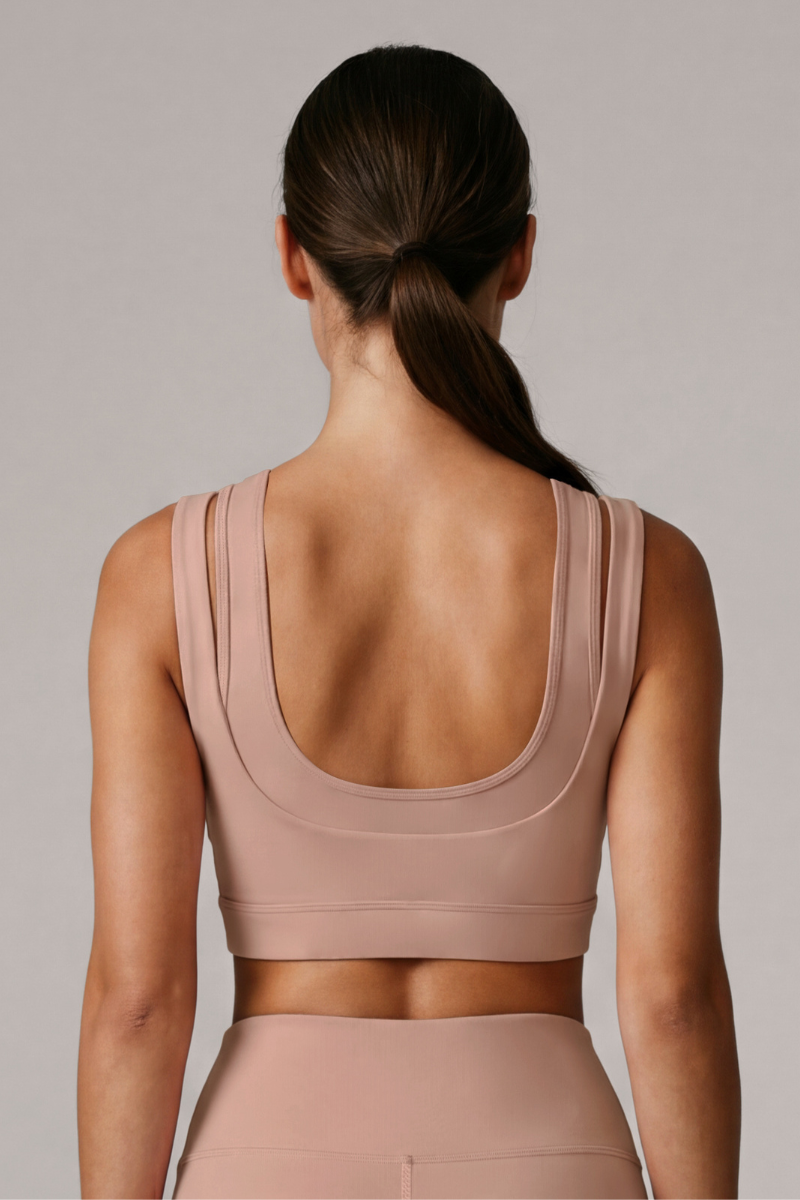 Women's Double Strap Square Neck Cropped Sports Bra