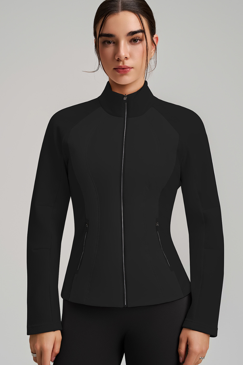 Short-length, lightweight down-filled down jacket
