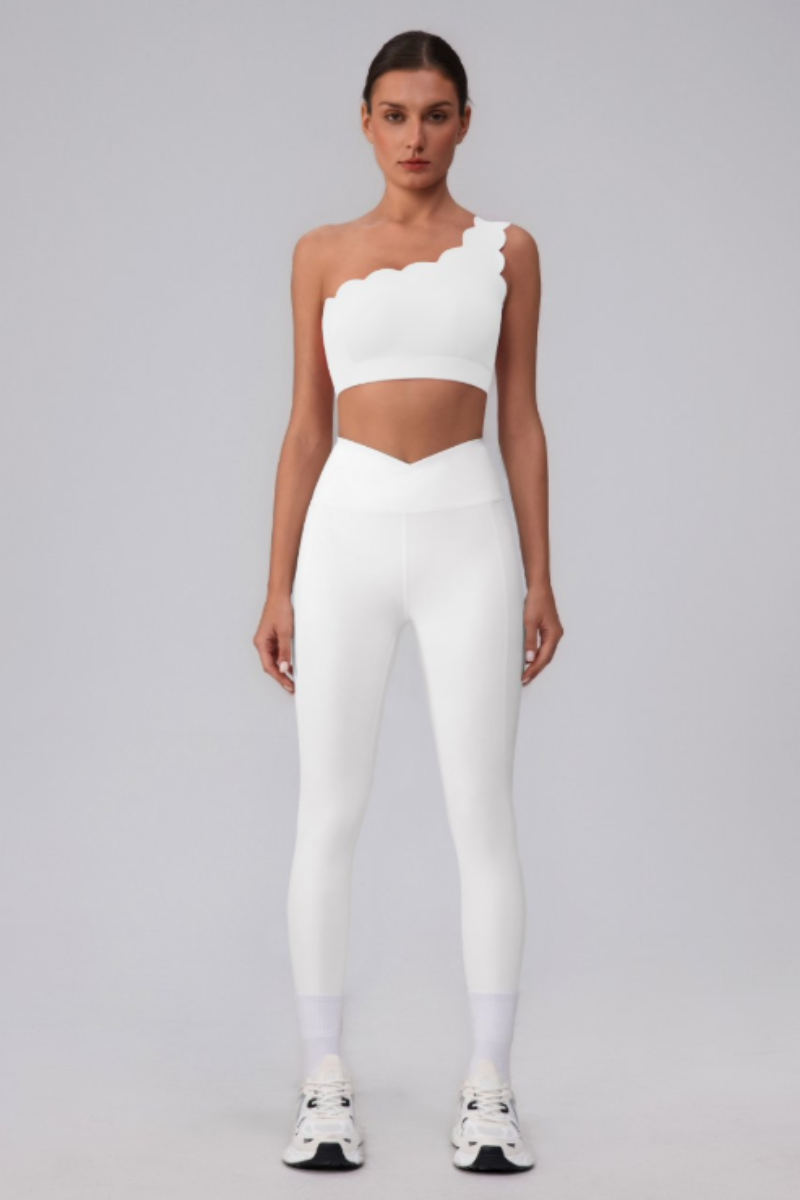 Women's Asymmetric One-Shoulder Bra & V-Waist Leggings Set