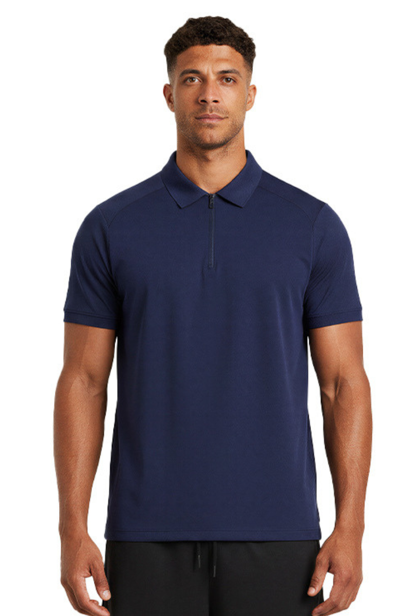 Men's Sun Protection Half-Zip Polo Collar Tennis T-Shirt