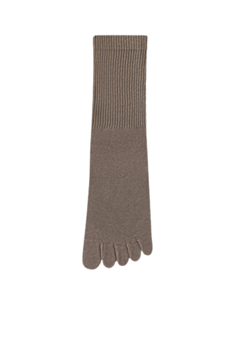 Men's Solid Color Toe Separator Cotton Crew Socks