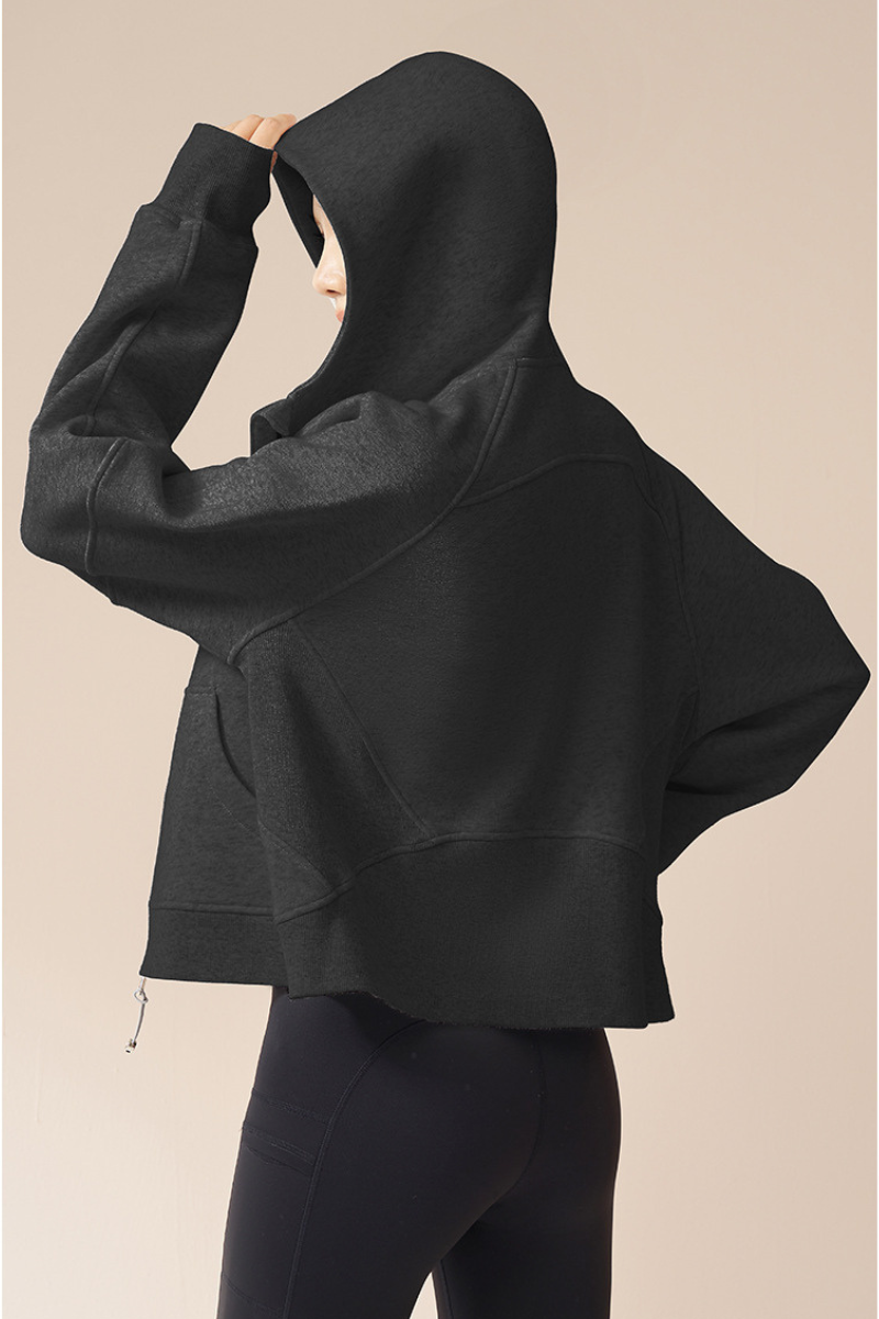 Thick-lined hooded sports sweatshirt