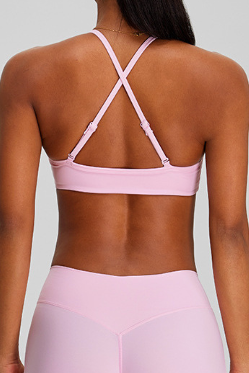 Women's Cross-Back Adjustable Twist-Front Yoga Sports Bra