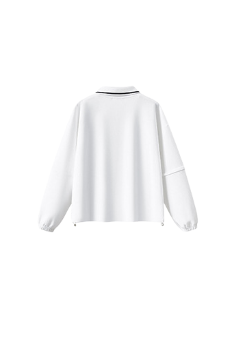 Women's Fall V-Neck Polo Collar Detachable-Sleeve Sweatshirt