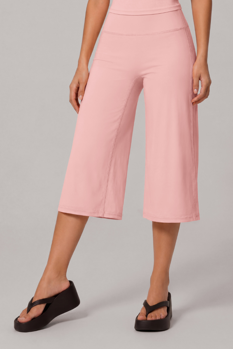 Women's Athletic Wide Waistband Yoga Wide Leg Capri Pants