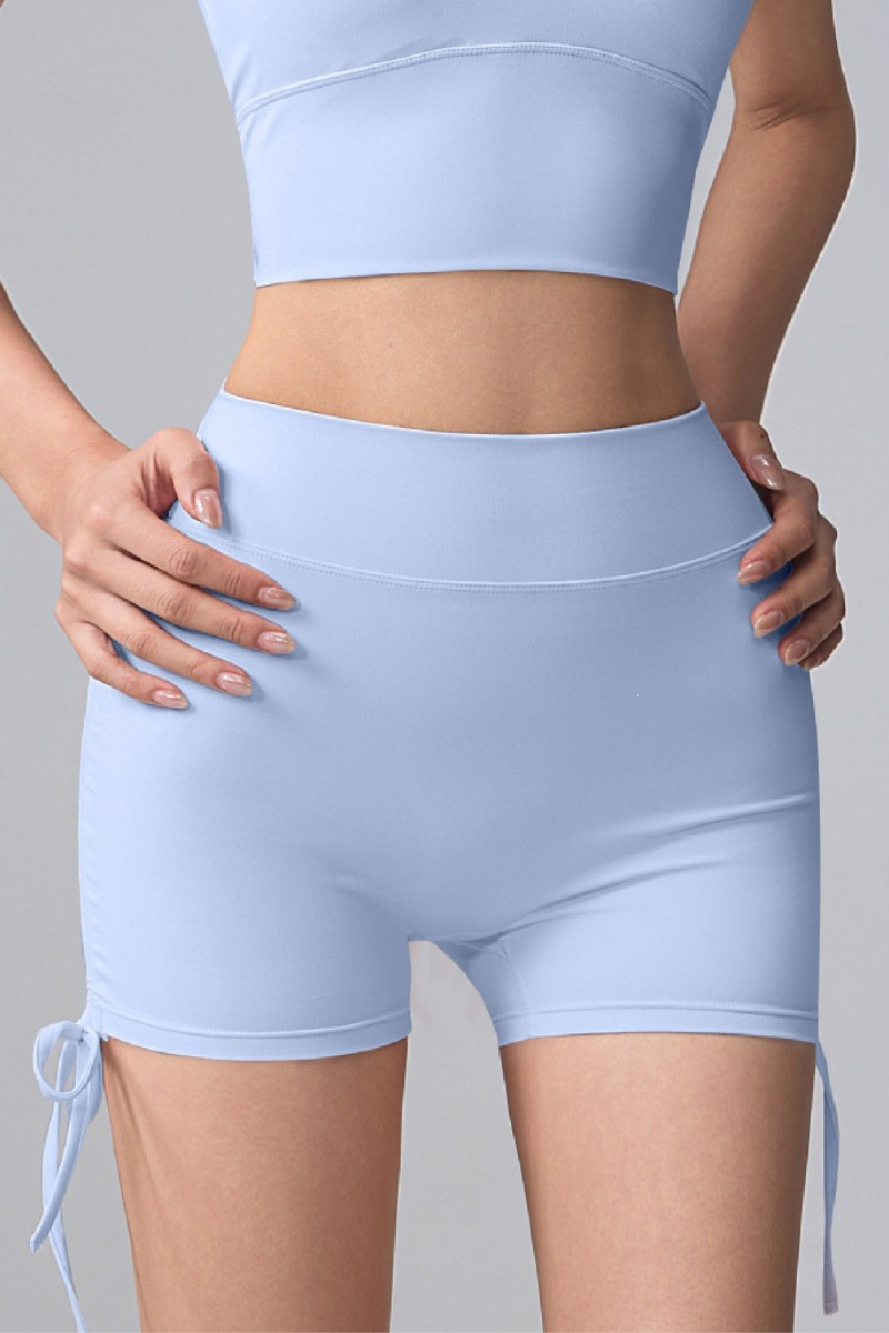 Women's High Waist Side Drawstring Yoga Workout Shorts