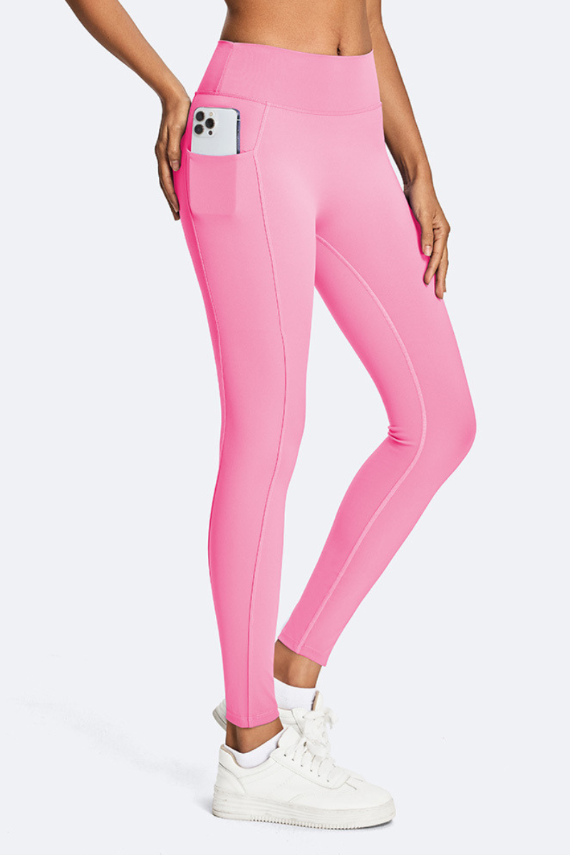 Women's Athletic Side Pocket Ruched Back Seam Yoga Leggings
