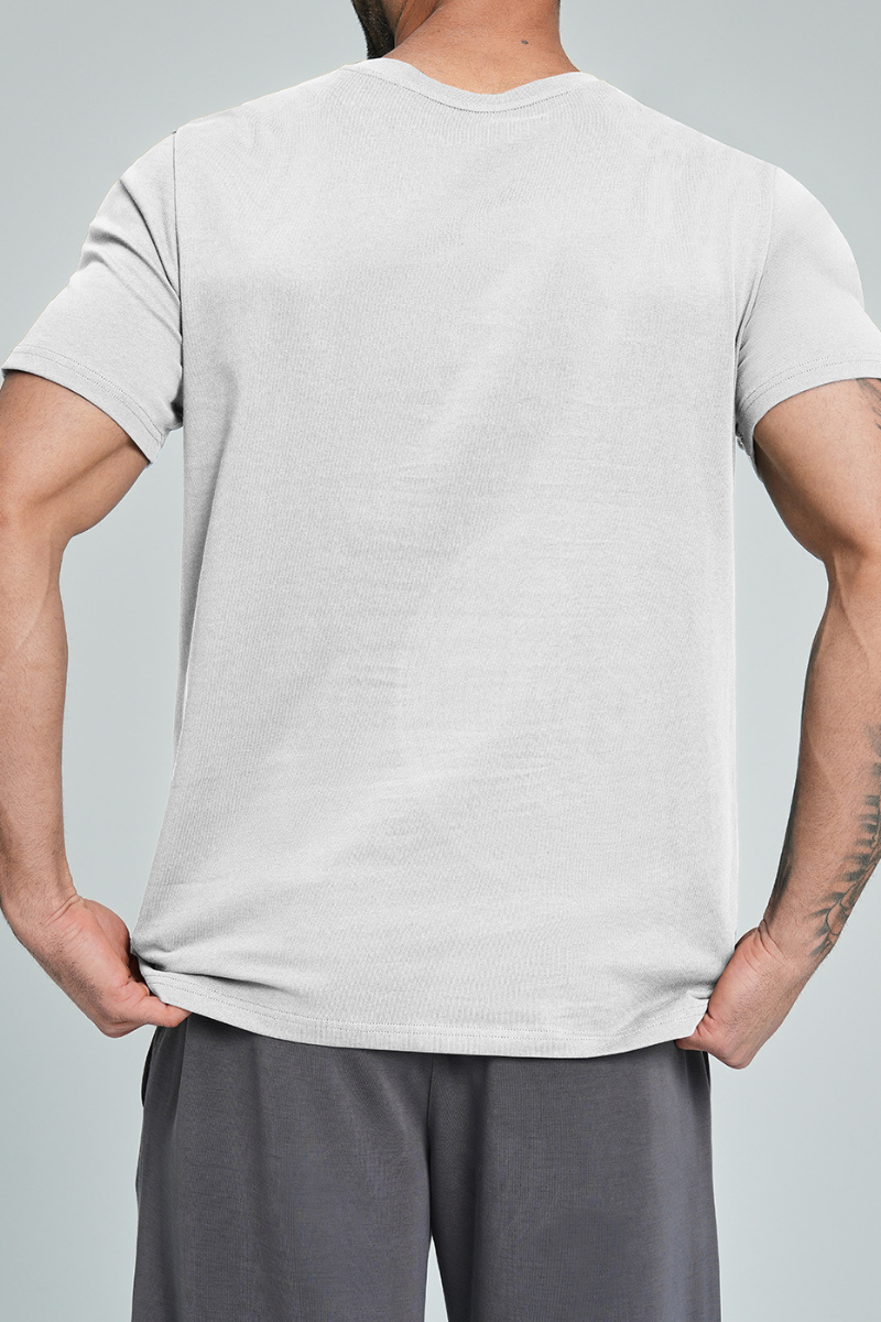 Men's Summer 100% Organic Cotton Solid Crew Neck Sports Tee