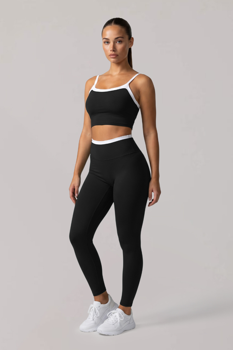 Women's Athletic Color-Blocked Bra And Leggings Yoga Sets