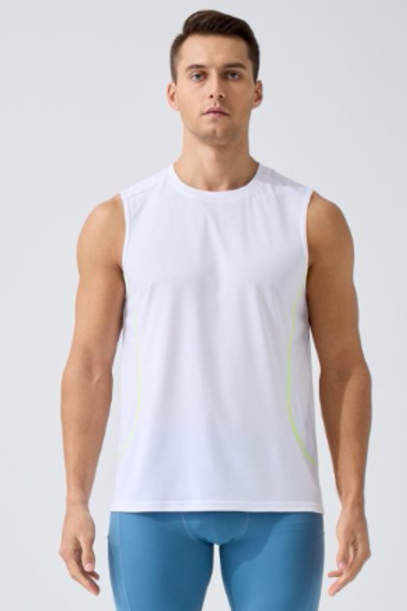 Men's Contrast Stitch Dry Crew Neck Sleeveless Tank Top