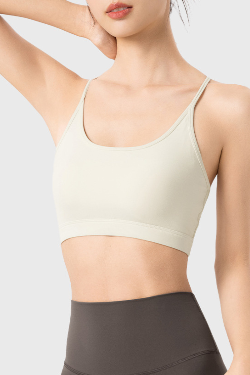 Women's Athletic U-neck Thin Strap Racerback Solid Bra