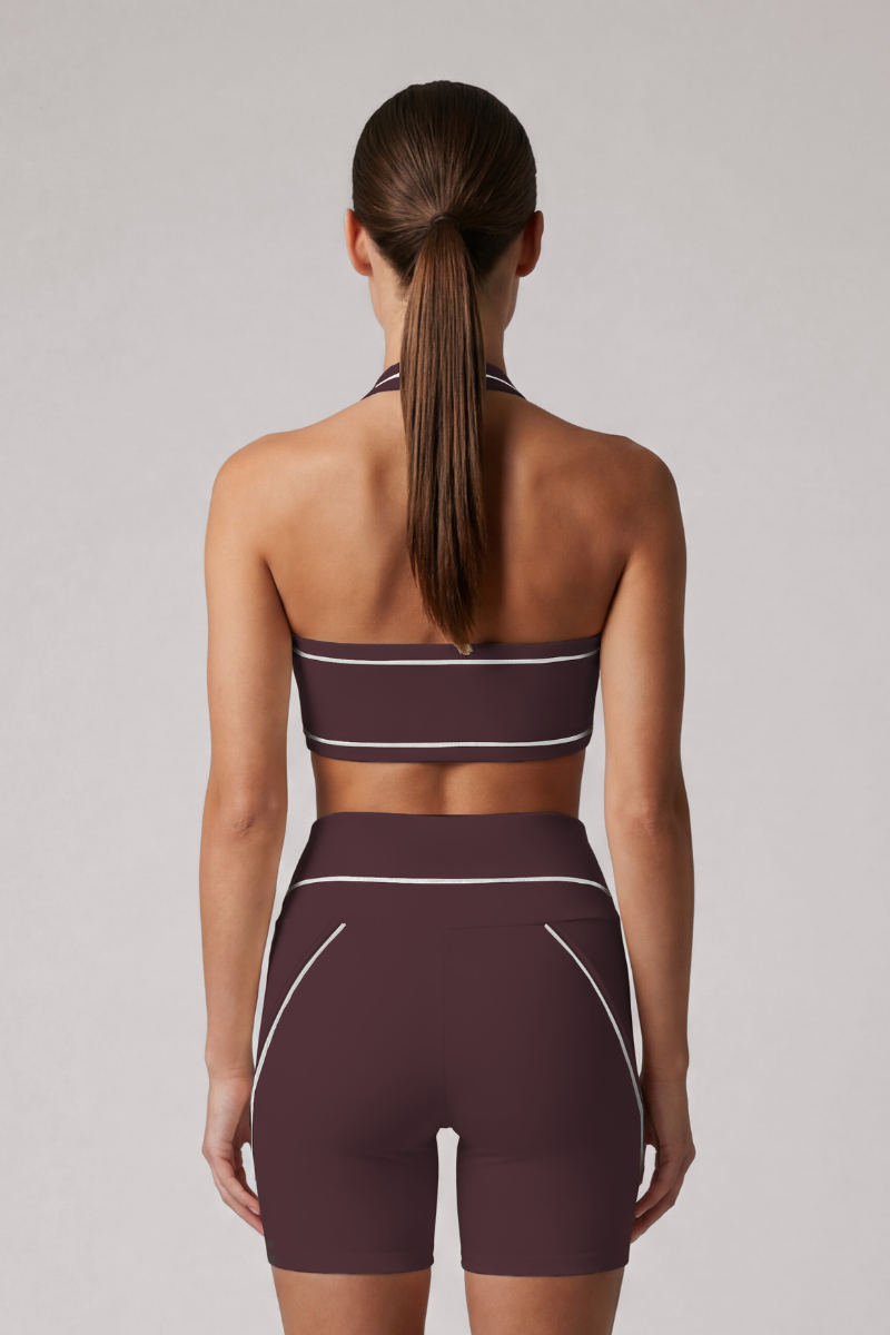 Women's Color Block Halterneck Padded Sports Bra