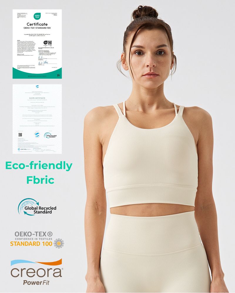 Women Eco-Friendly Recycled Nylon Sling Nude Fitness Sports Yoga Bra