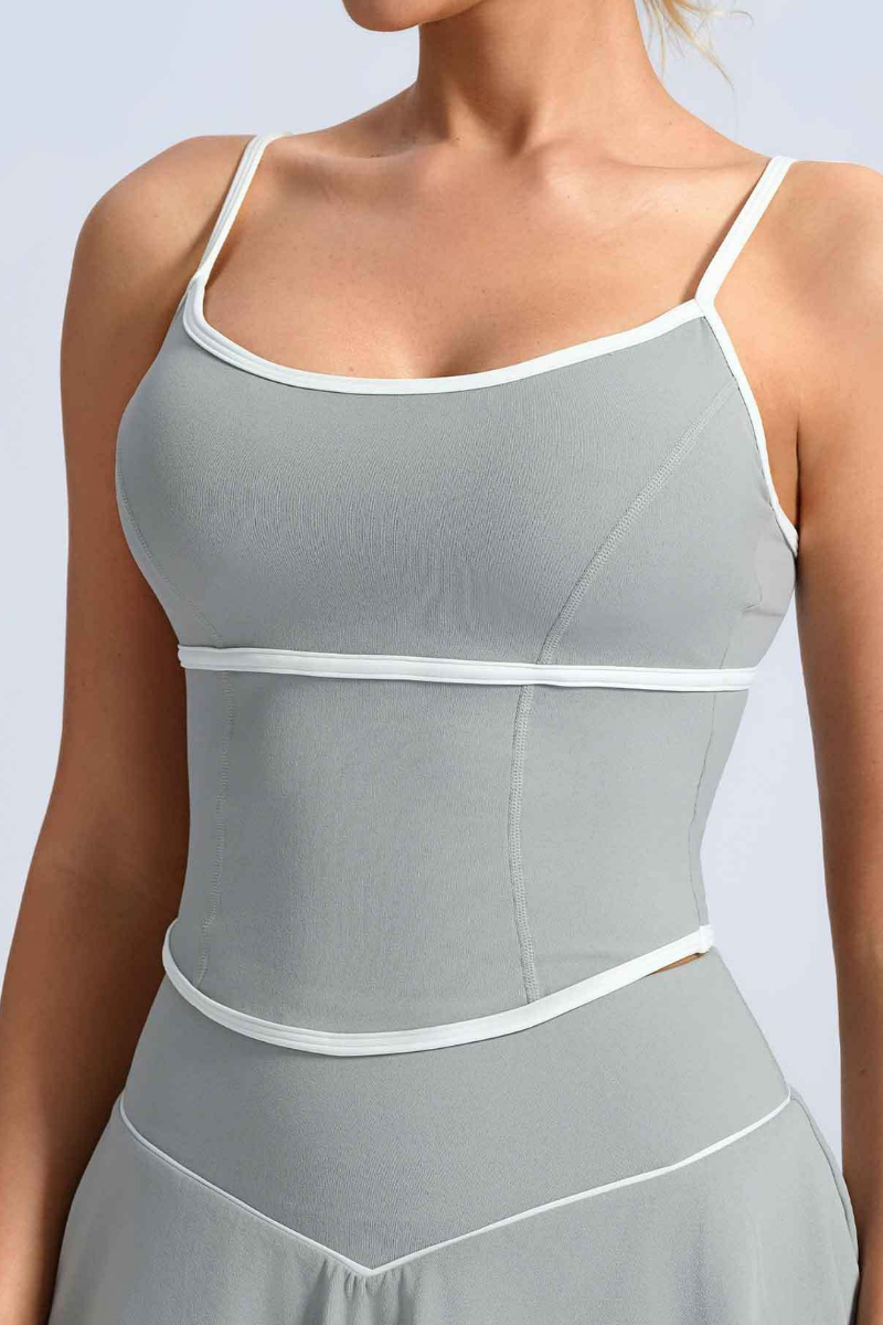 Women's Contrast Trim Contrat Crisscross Back Yoga Tank Top