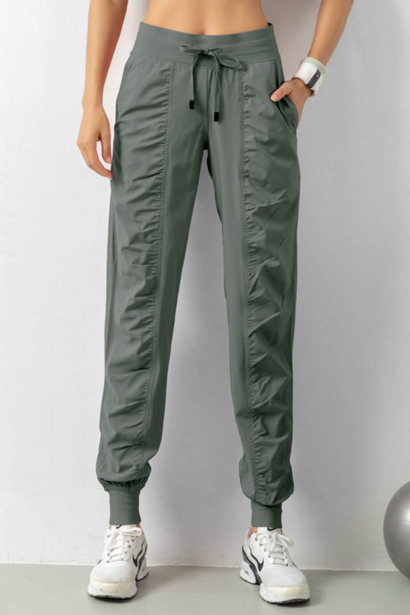 Women's Lightweig Drawstring Pocketed Ruched Side Joggers