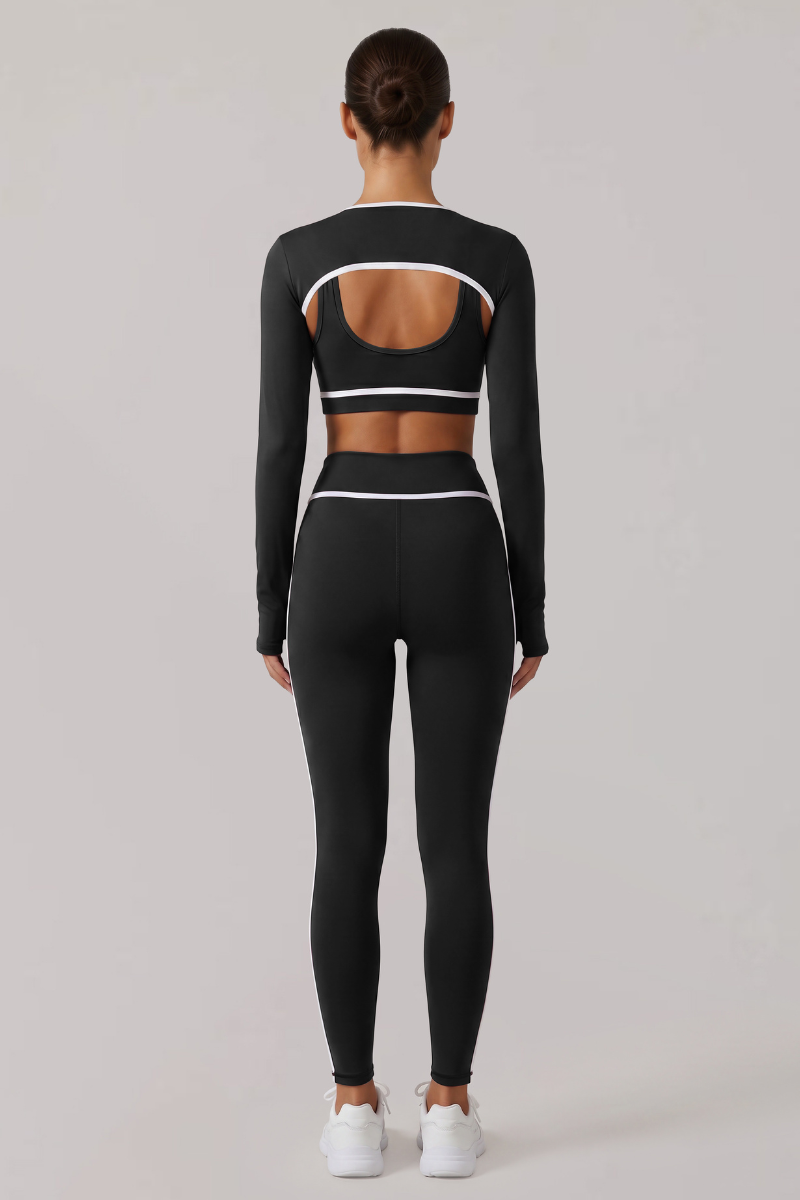 Women's Naked-Feel Contrast-Line 3-Piece Yoga Workout Set