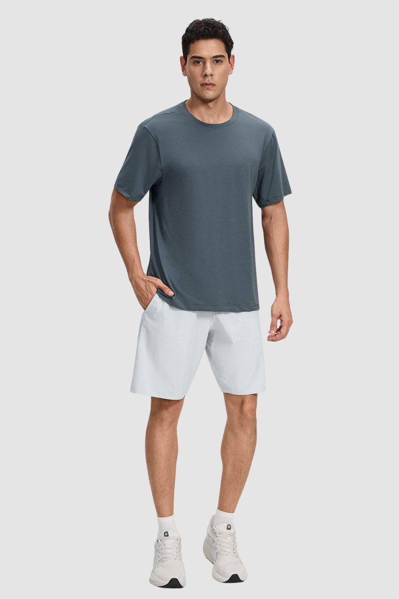 Men's Summer Basic Loose Round-Neck Breathable Solid Tee